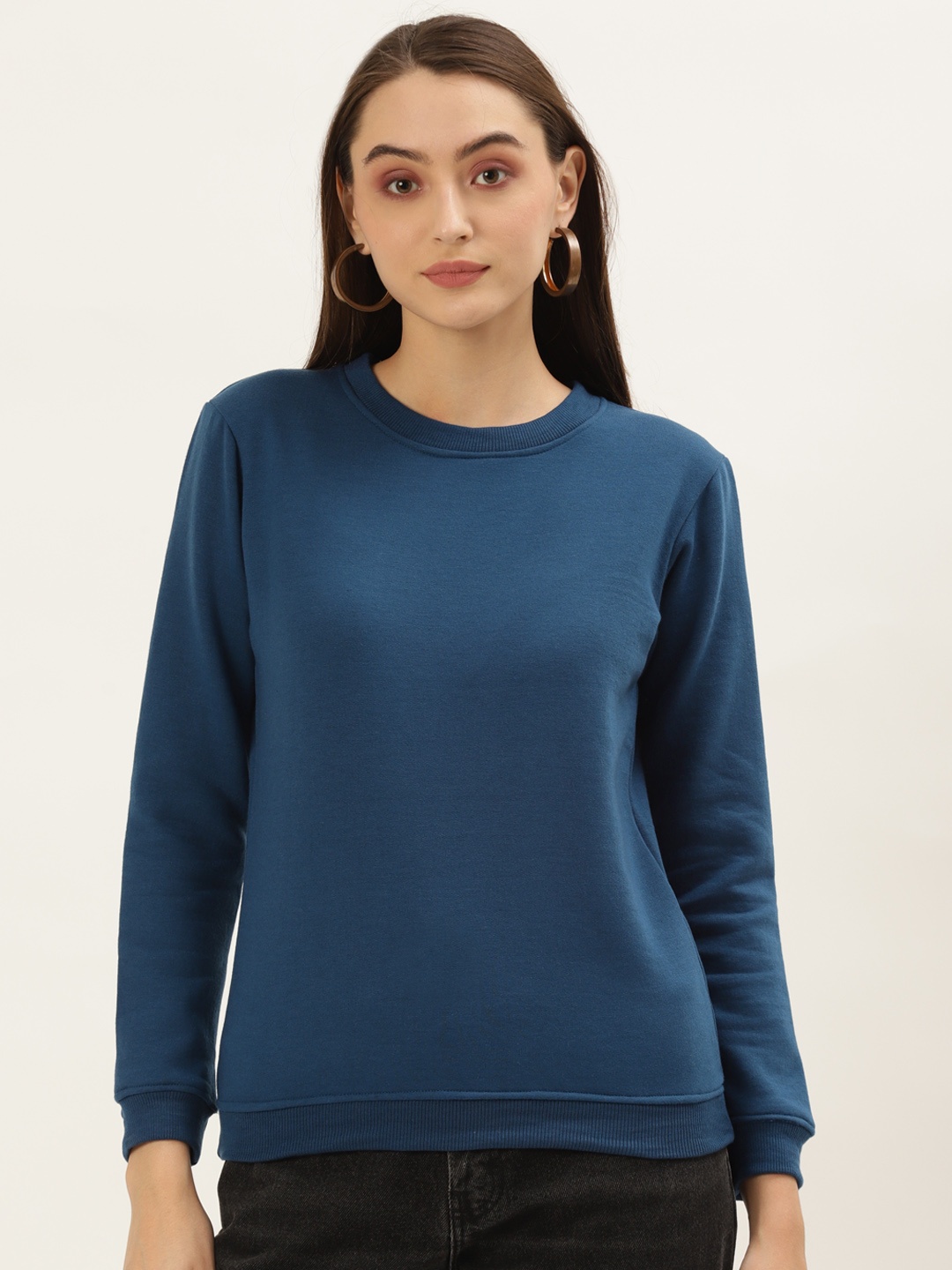 

U&F Women Navy Blue Pullover Sweatshirt