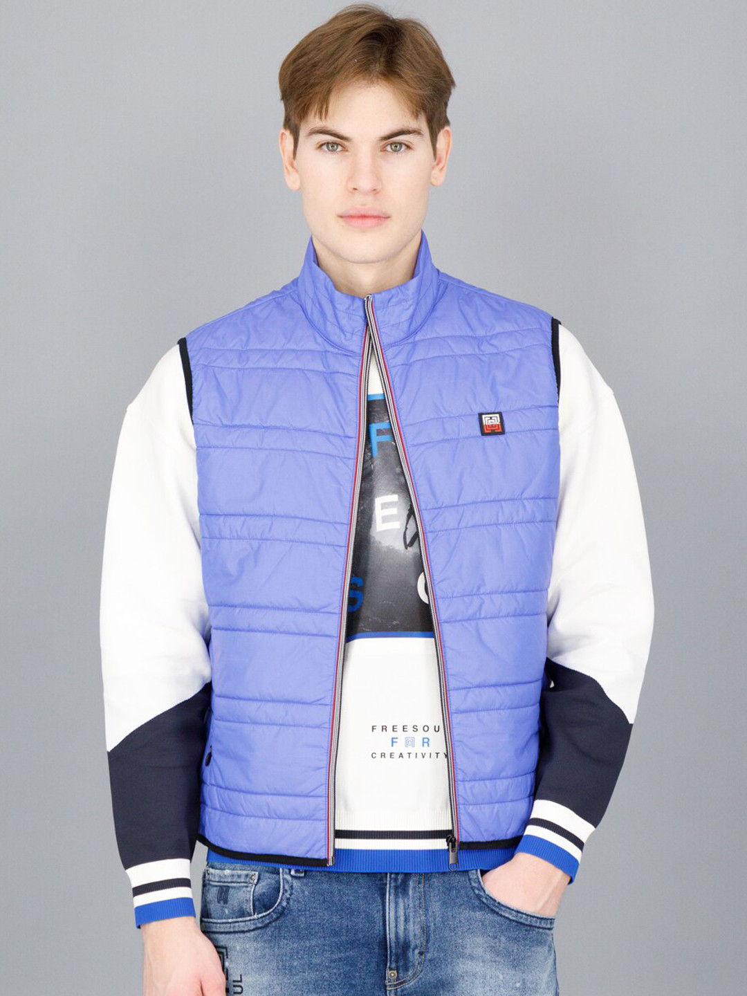 

FREESOUL Men Blue Open Front Jacket