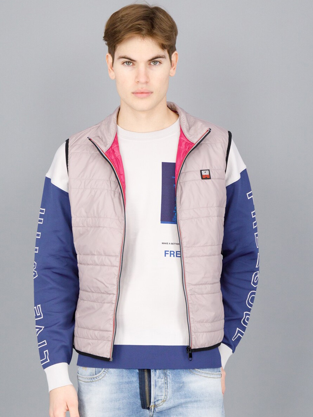 

FREESOUL Men Pink Bomber Jacket