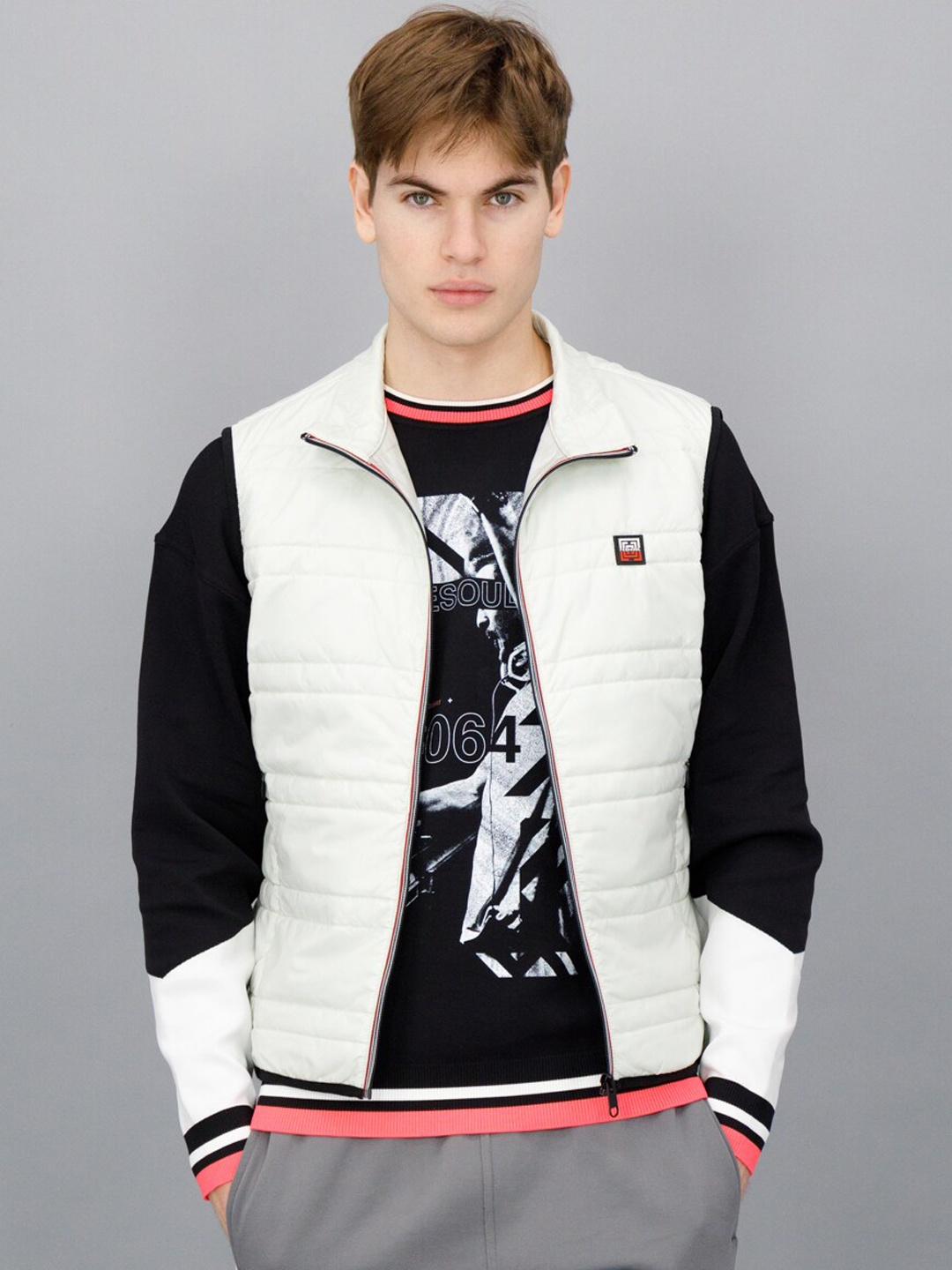 

FREESOUL Men Off White Bomber Jacket