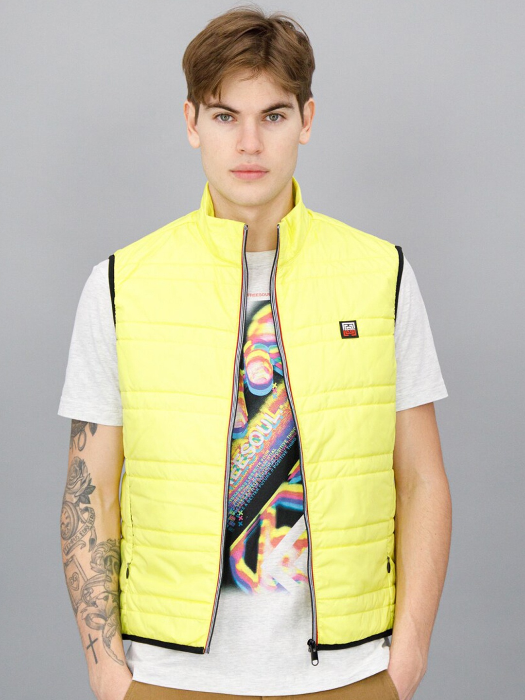 

FREESOUL Men Yellow Solid Puffer Jacket