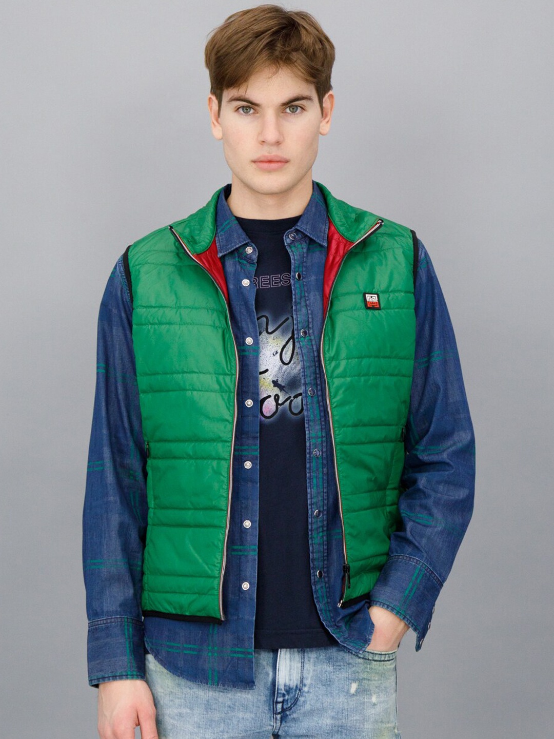 

FREESOUL Men Green Padded Jacket