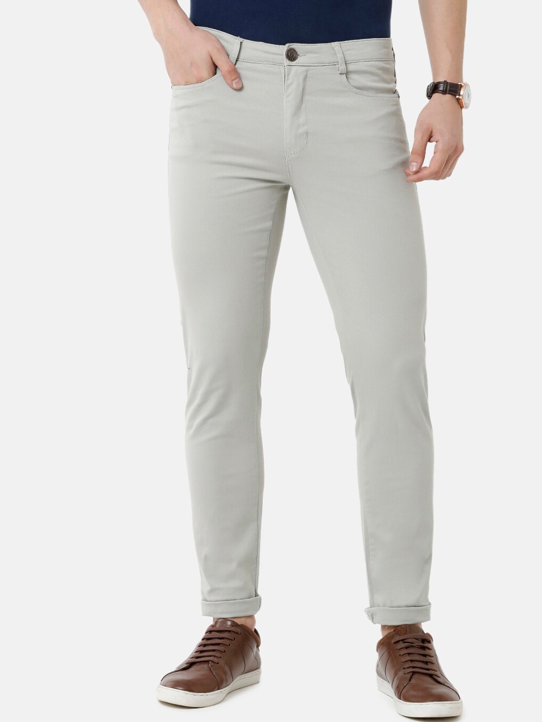 

Double Two Men Green Slim Fit Cotton Chinos