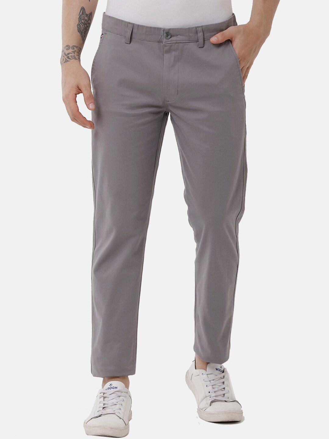 

Double Two Men Brown Relaxed Straight Leg Slim Fit Low Rise Cotton Trouser