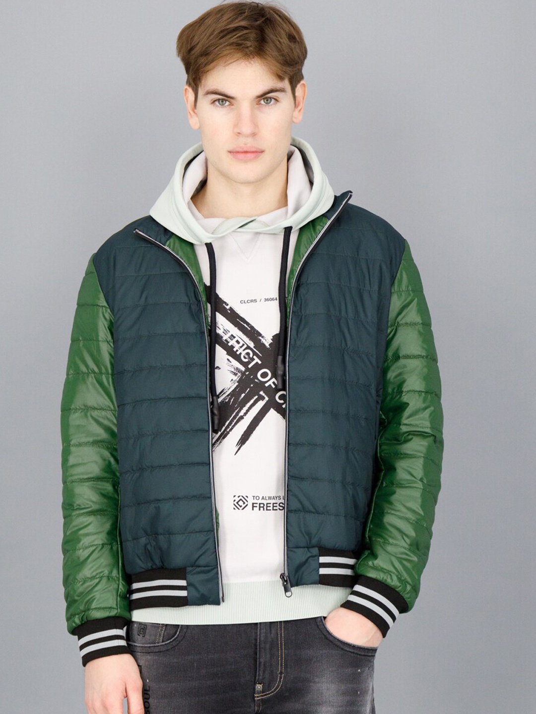 

FREESOUL Men Green Padded Jacket