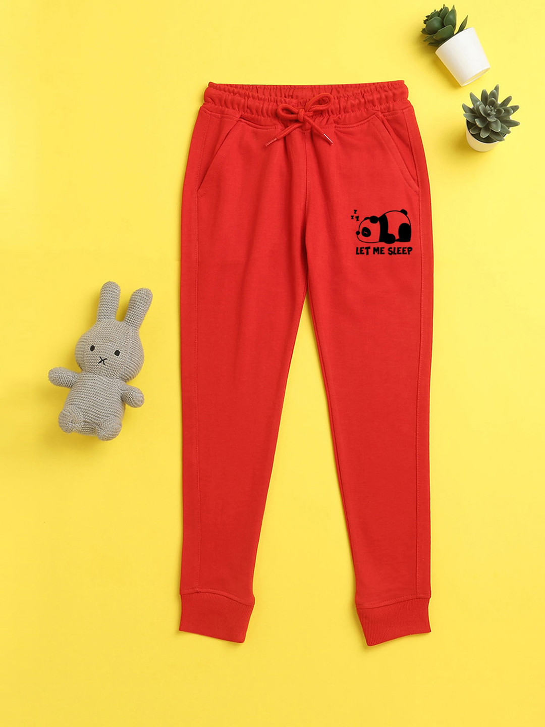 

NUSYL Kids Red Animal printed Joggers