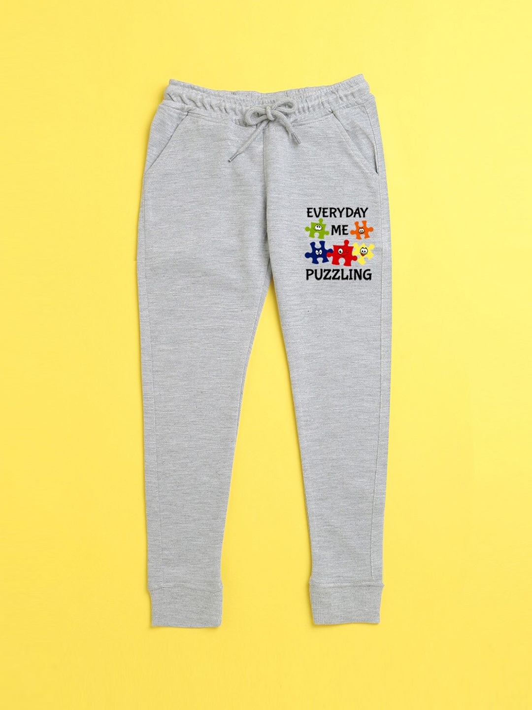 

NUSYL Kids Unisex Grey Printed Joggers
