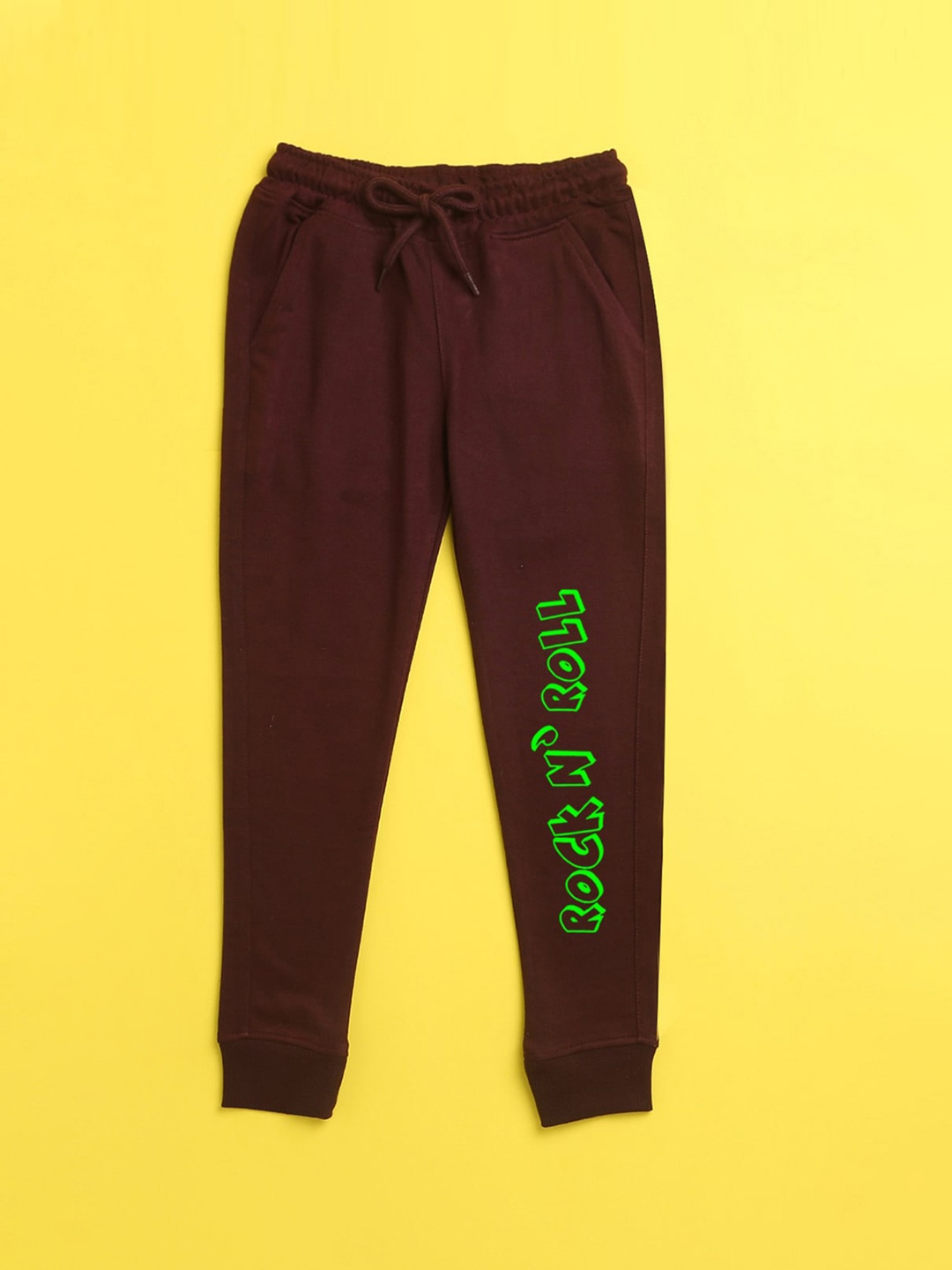 

NUSYL Kids Burgundy & Green Printed Joggers