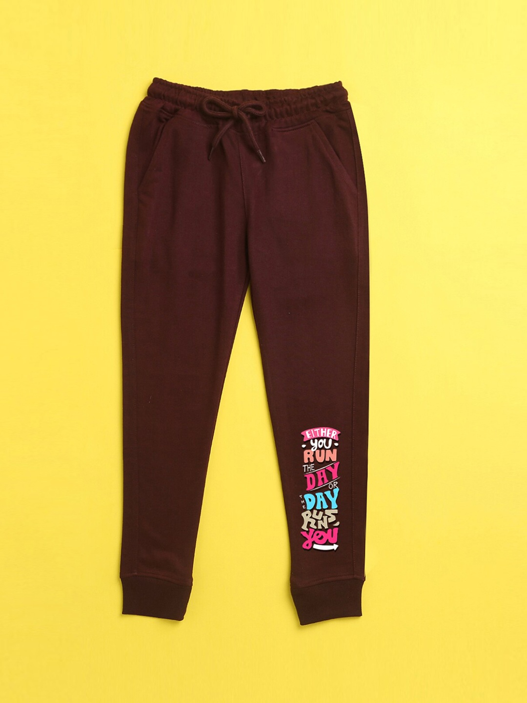 

NUSYL Kids Burgundy Printed Joggers