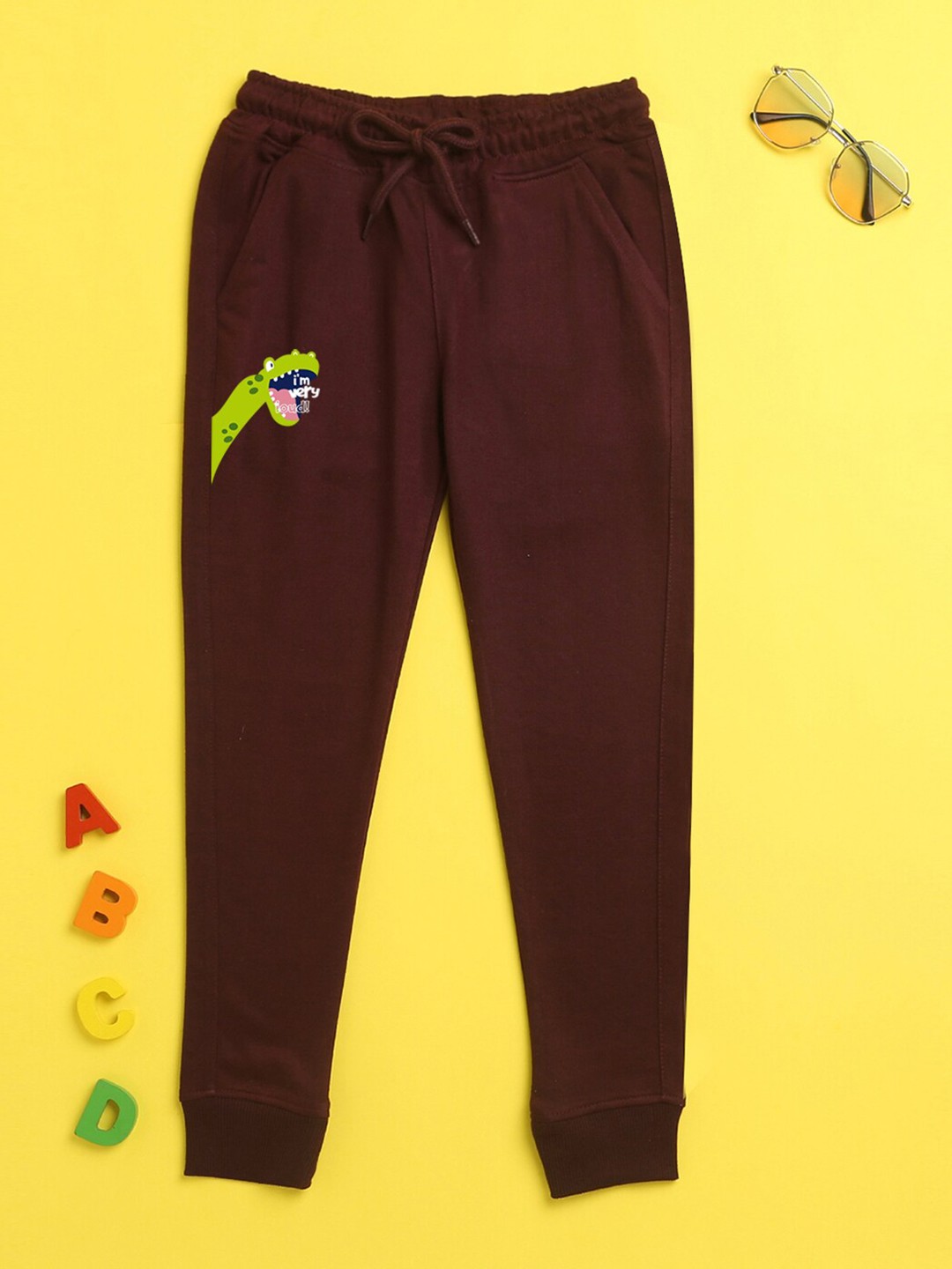 

NUSYL Kids Burgundy Solid Joggers