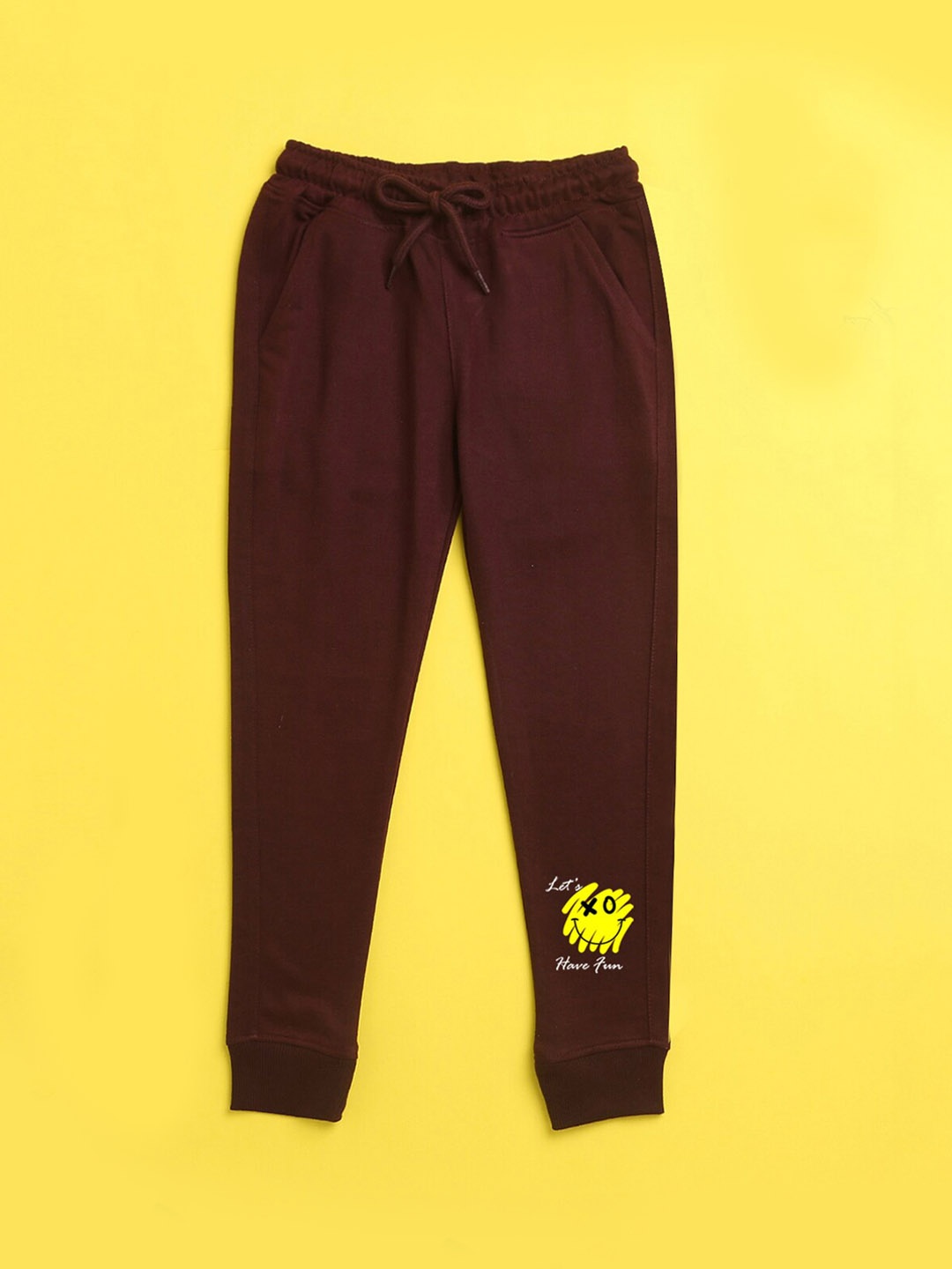 

NUSYL Kids Burgundy Red Printed Joggers