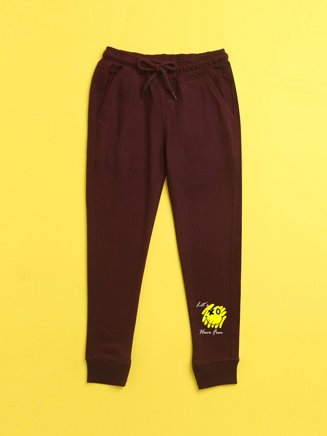 

NUSYL Kids Burgundy Printed Joggers