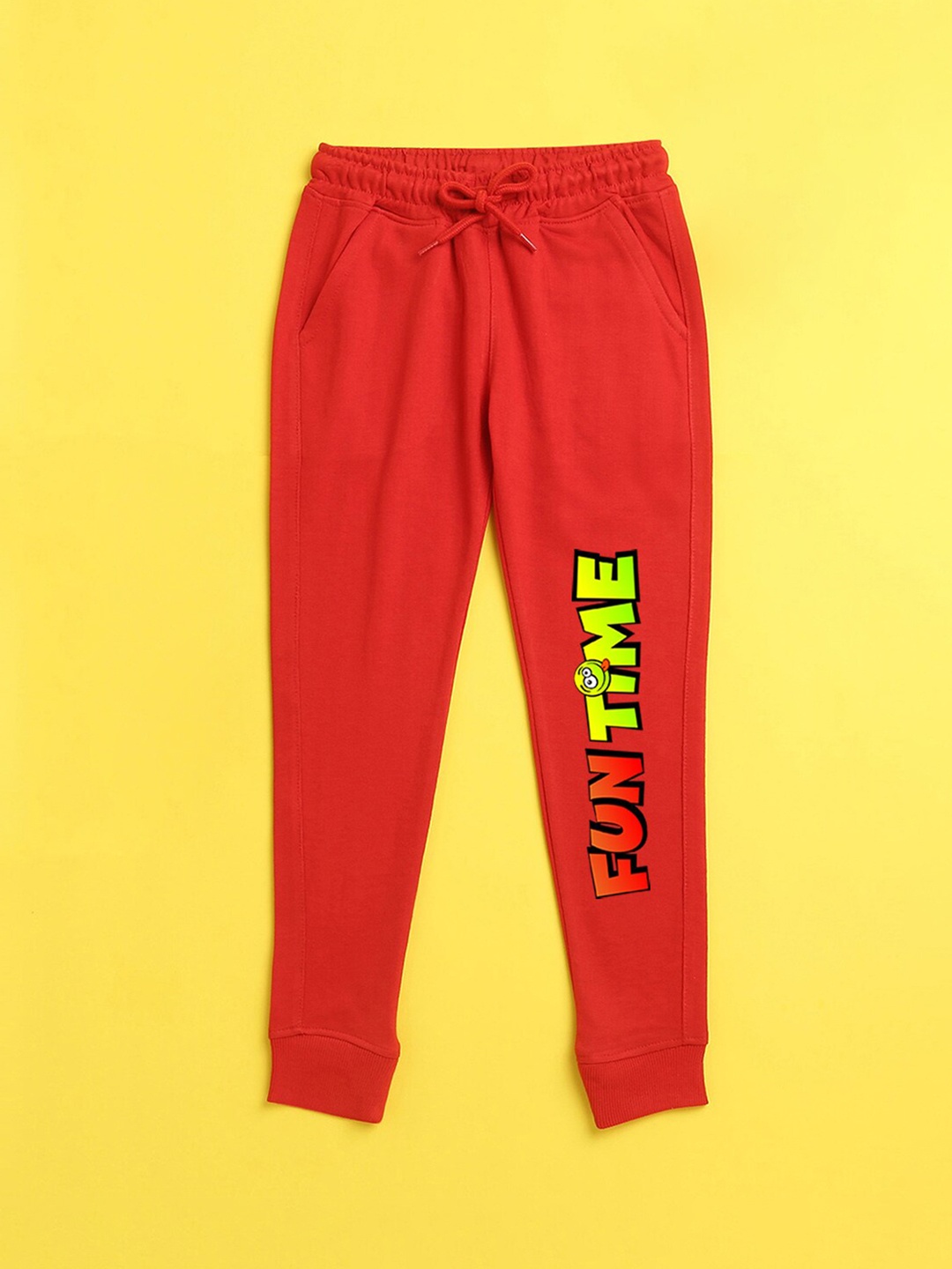 

NUSYL Unisex Kids Printed Joggers, Red