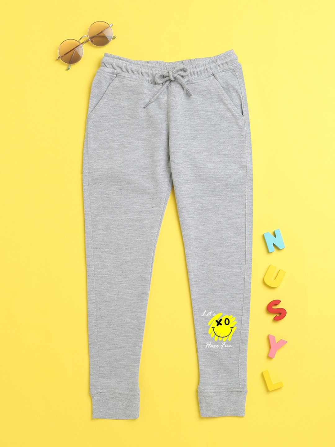 

NUSYL Kids Grey Printed Joggers