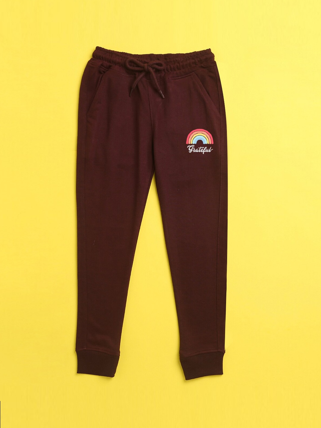

NUSYL Kids Burgundy Printed Joggers