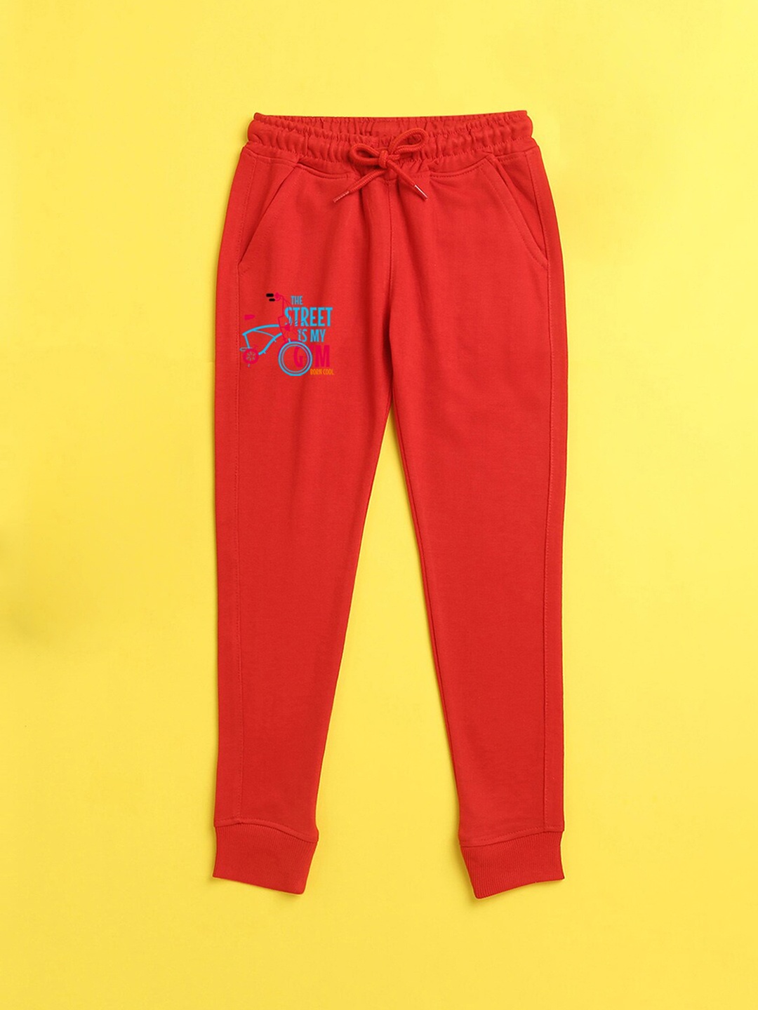 

NUSYL Kids Red Solid Track Pants