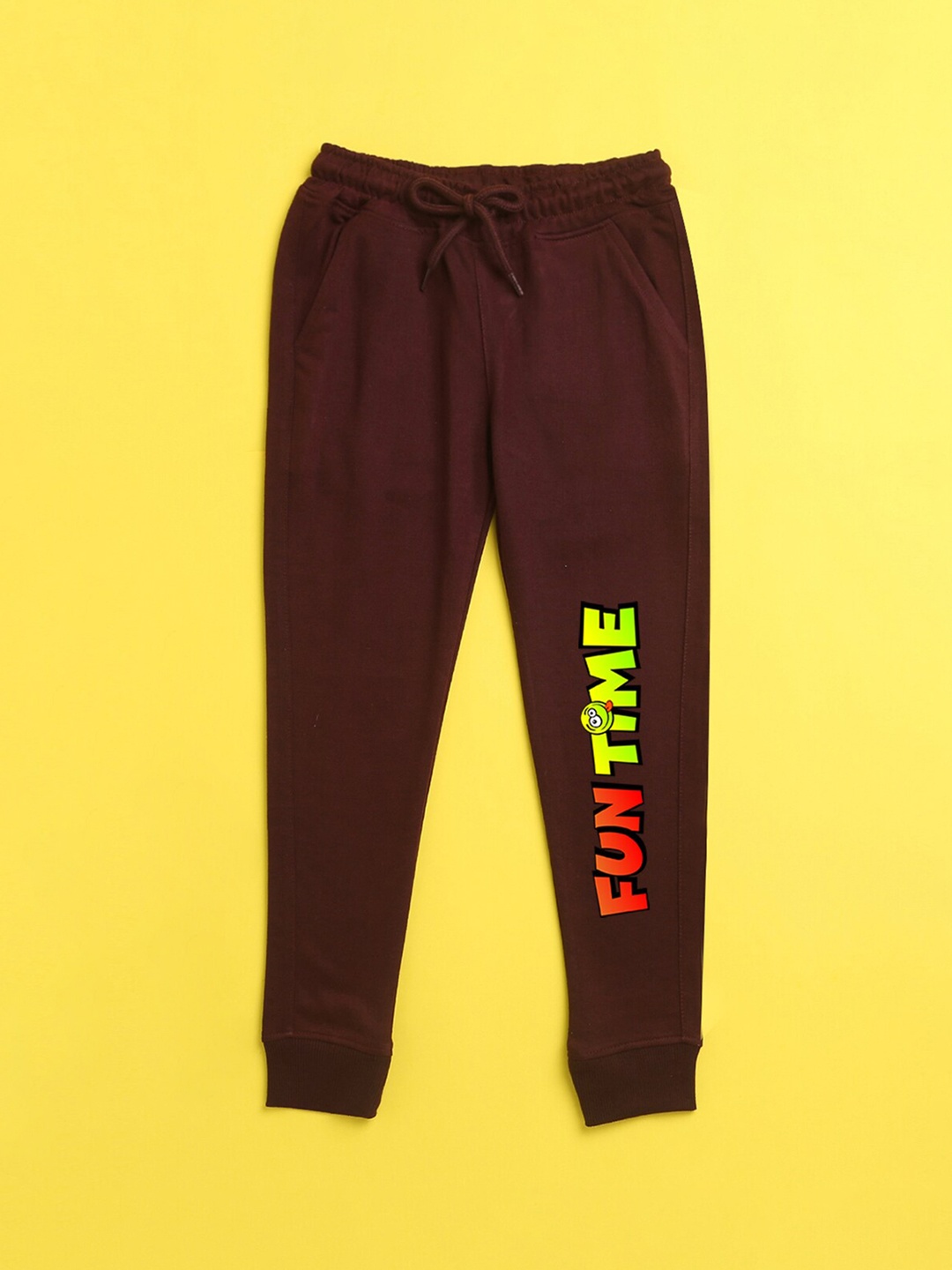 

NUSYL Kids Burgundy Printed Polyester Regular Fit Joggers