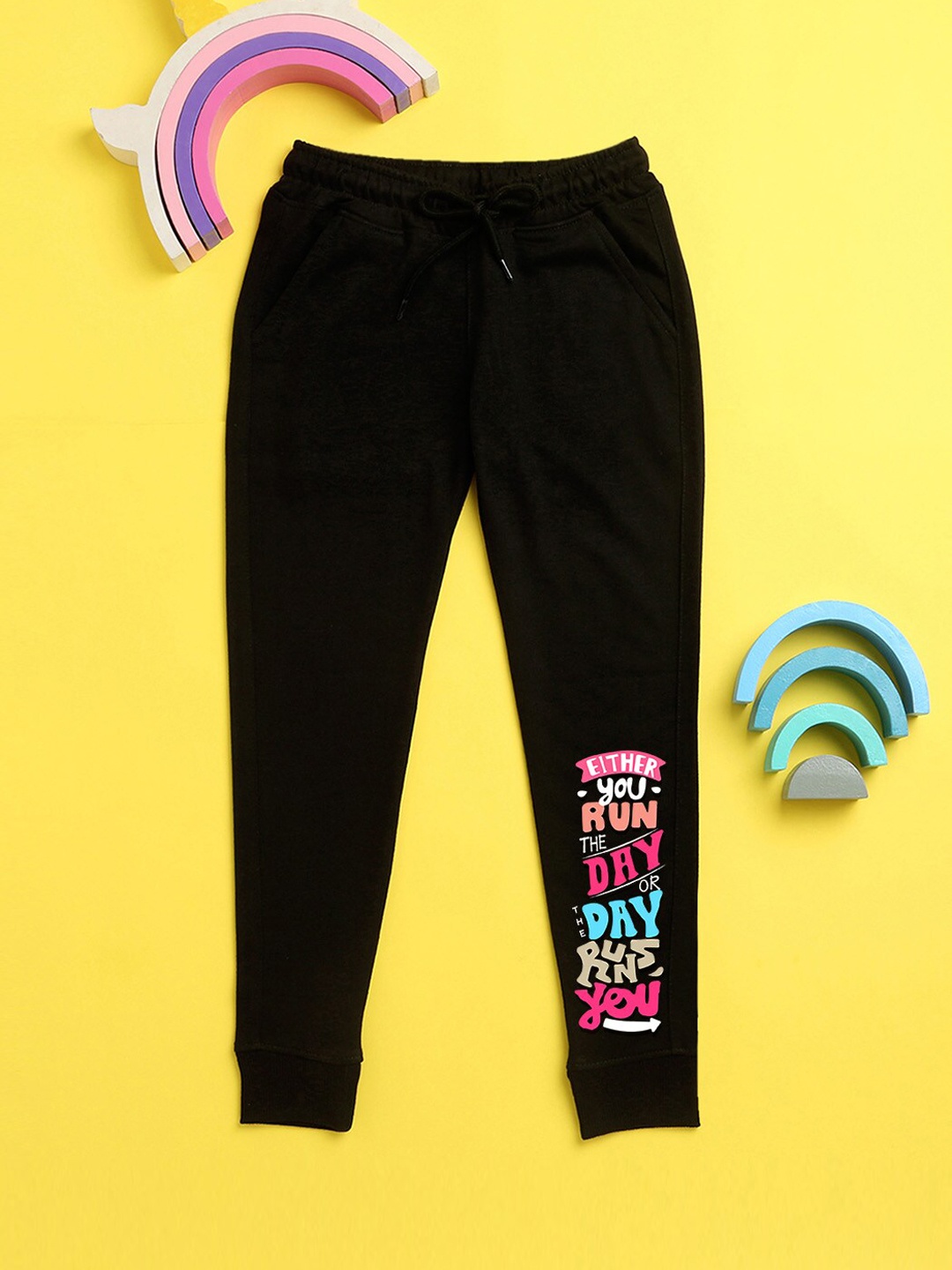 

NUSYL Kids Black Printed Polyester Regular Fit Jogger