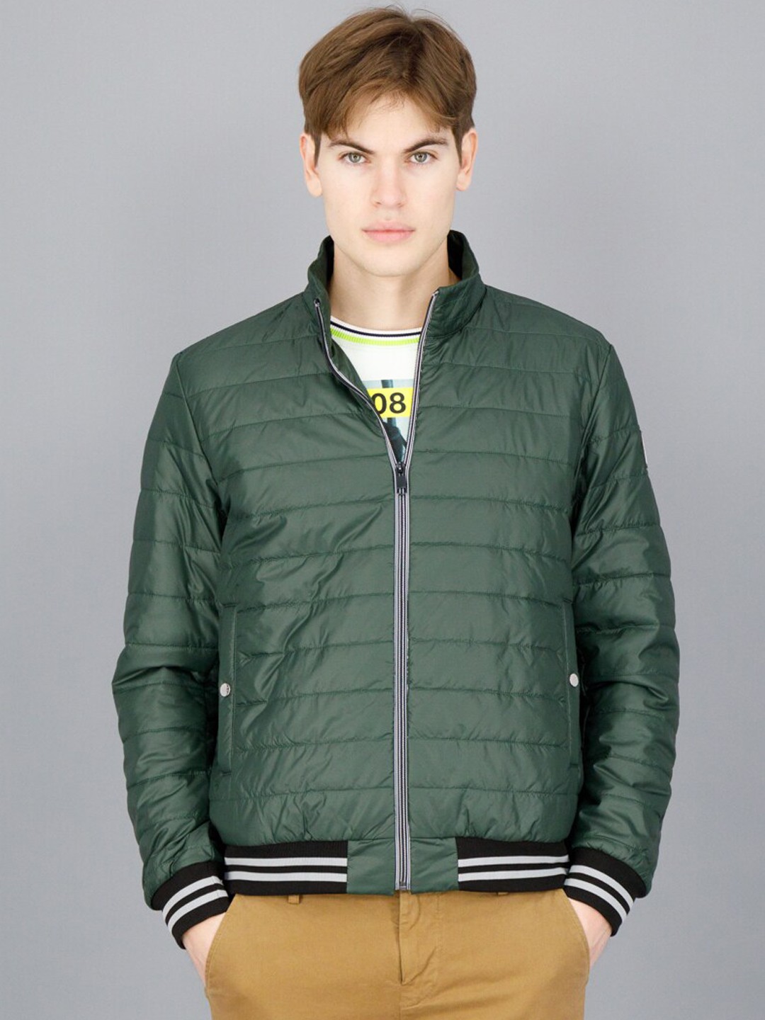 

FREESOUL Men Green Bomber Jacket