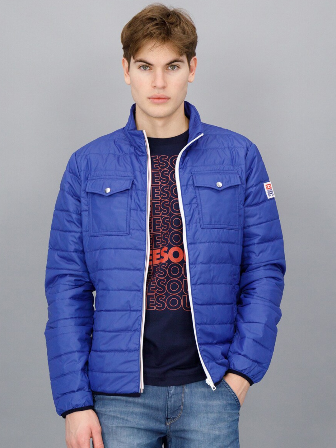 

FREESOUL Men Blue Solid Puffer Jacket
