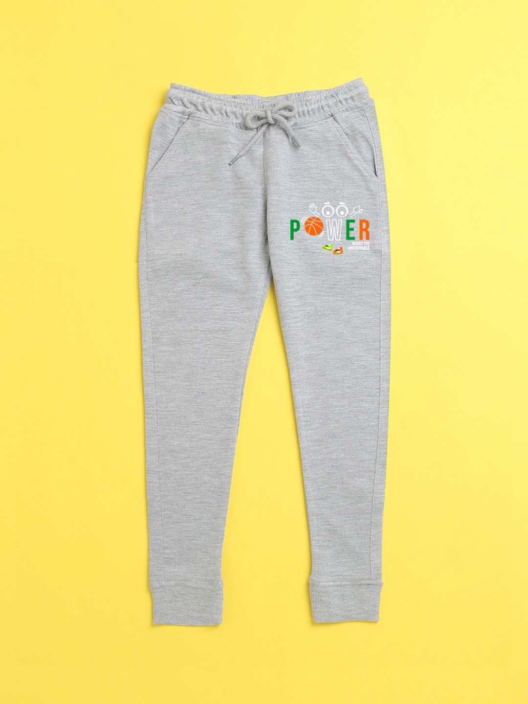 

NUSYL Unisex Kids Grey Printed Track Pants