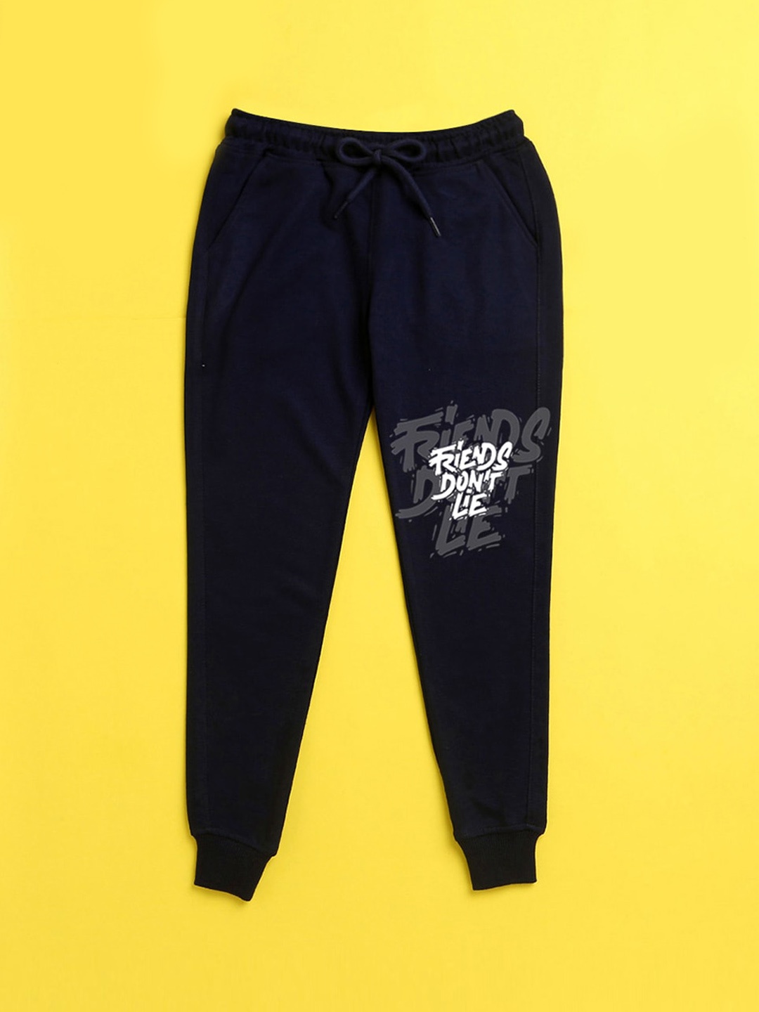 

NUSYL Kids Navy Blue Typography Printed Joggers