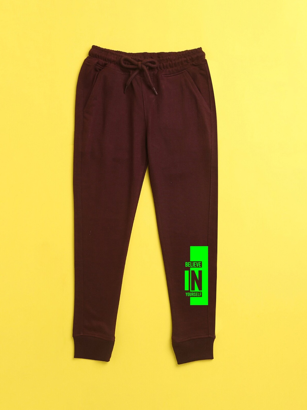 

NUSYL Kids Burgundy Text Printed Joggers