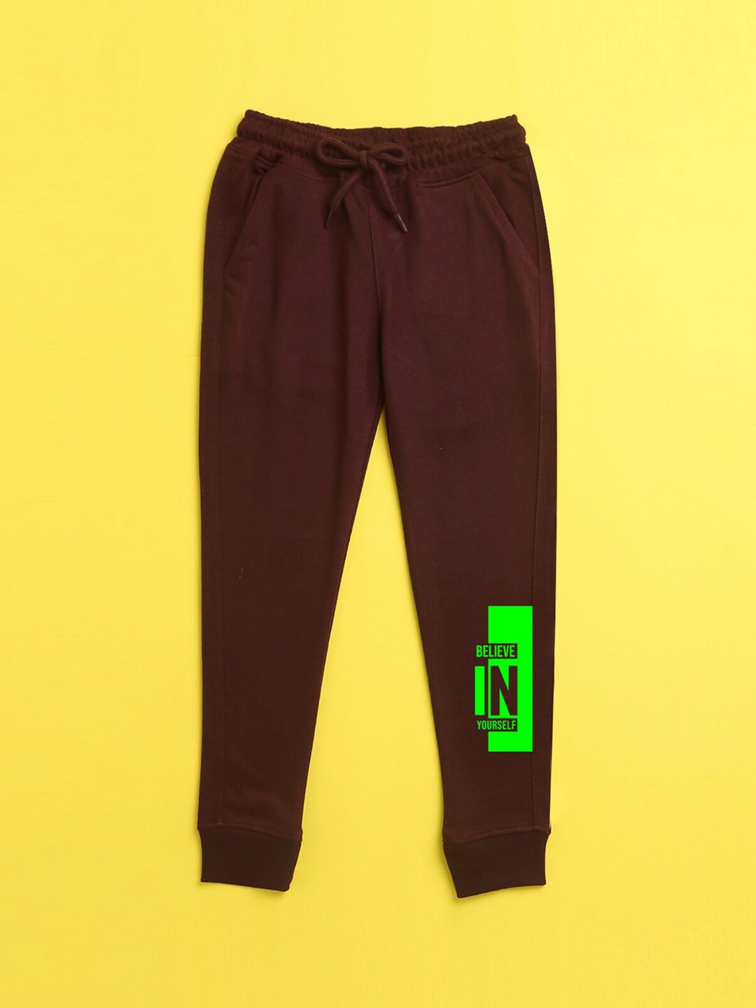 

NUSYL Kids Burgundy Solid Joggers