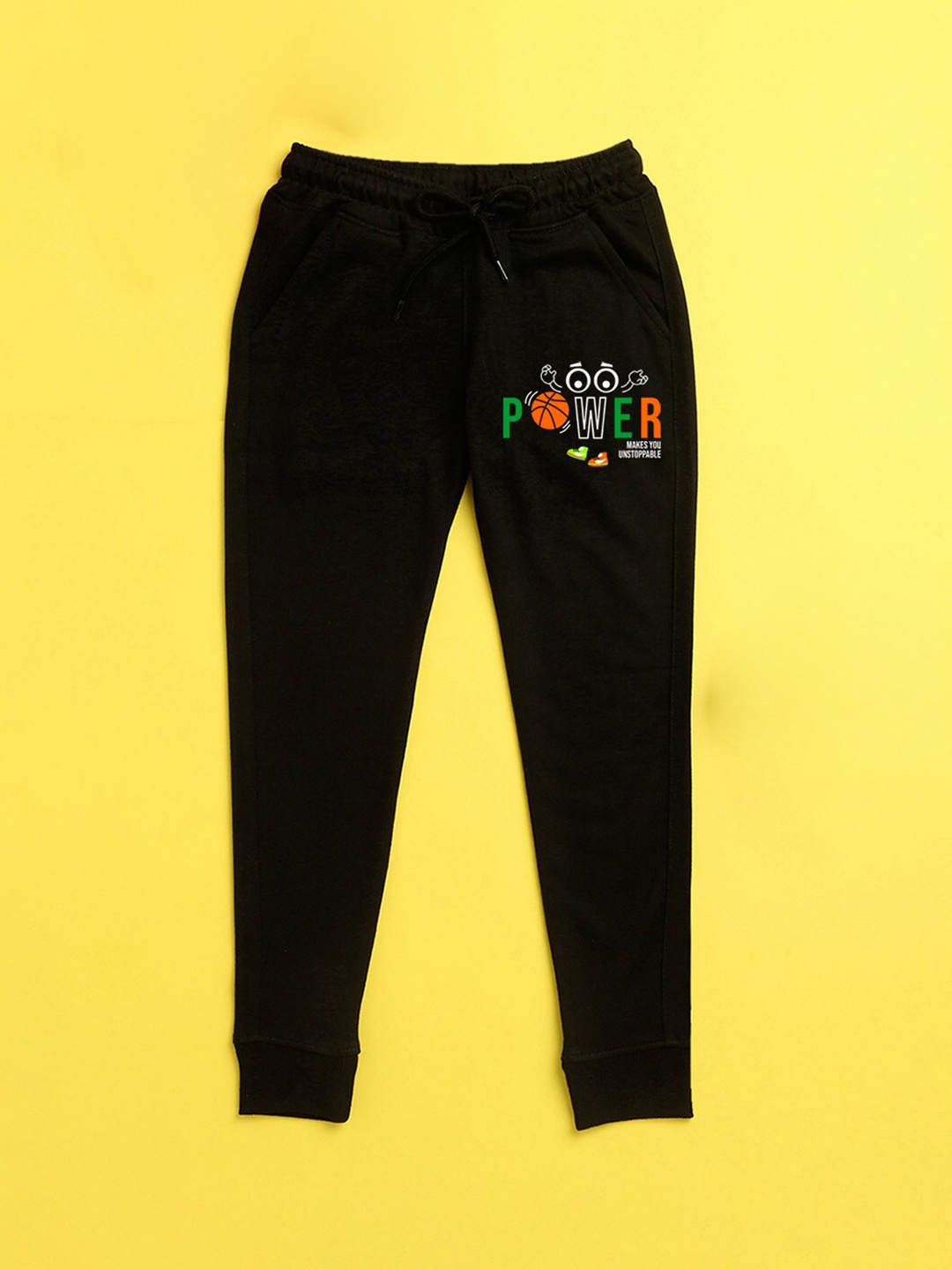 

NUSYL Kids Black Typography Printed Joggers