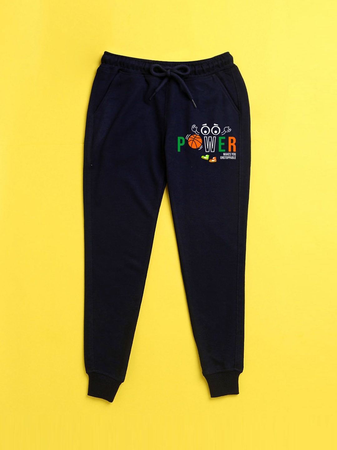 

NUSYL Unisex Kids Navy Blue Printed Joggers