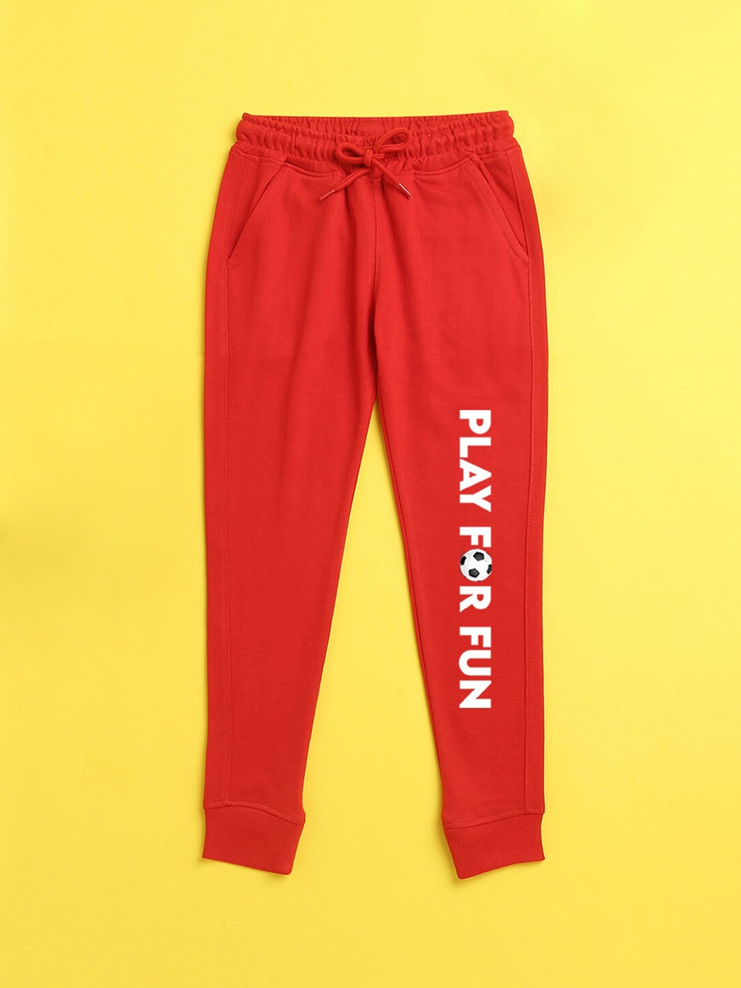 

NUSYL Kids Red Printed Regular Fit Polyester Joggers