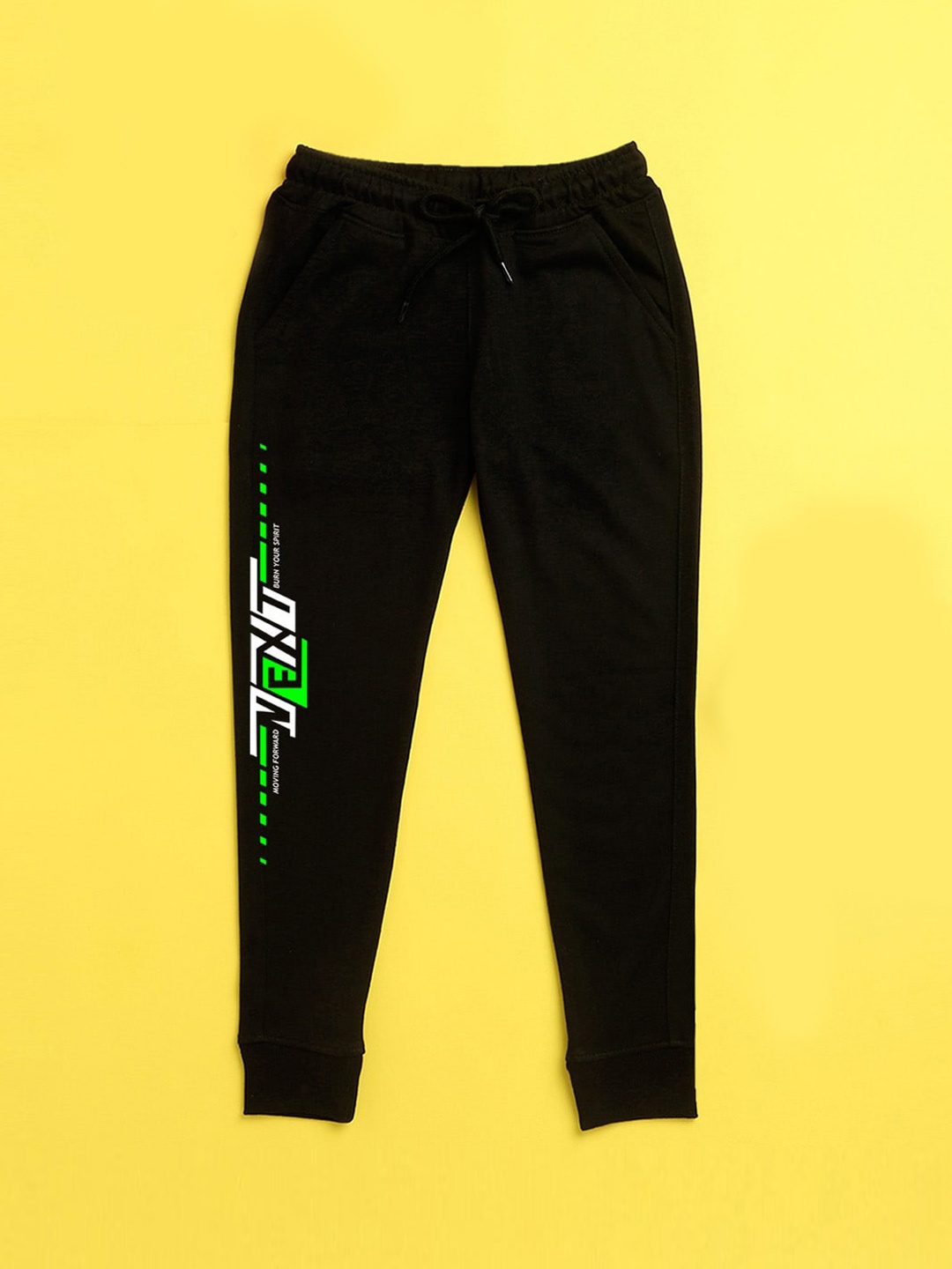 

NUSYL Kids Black Typography Printed Joggers