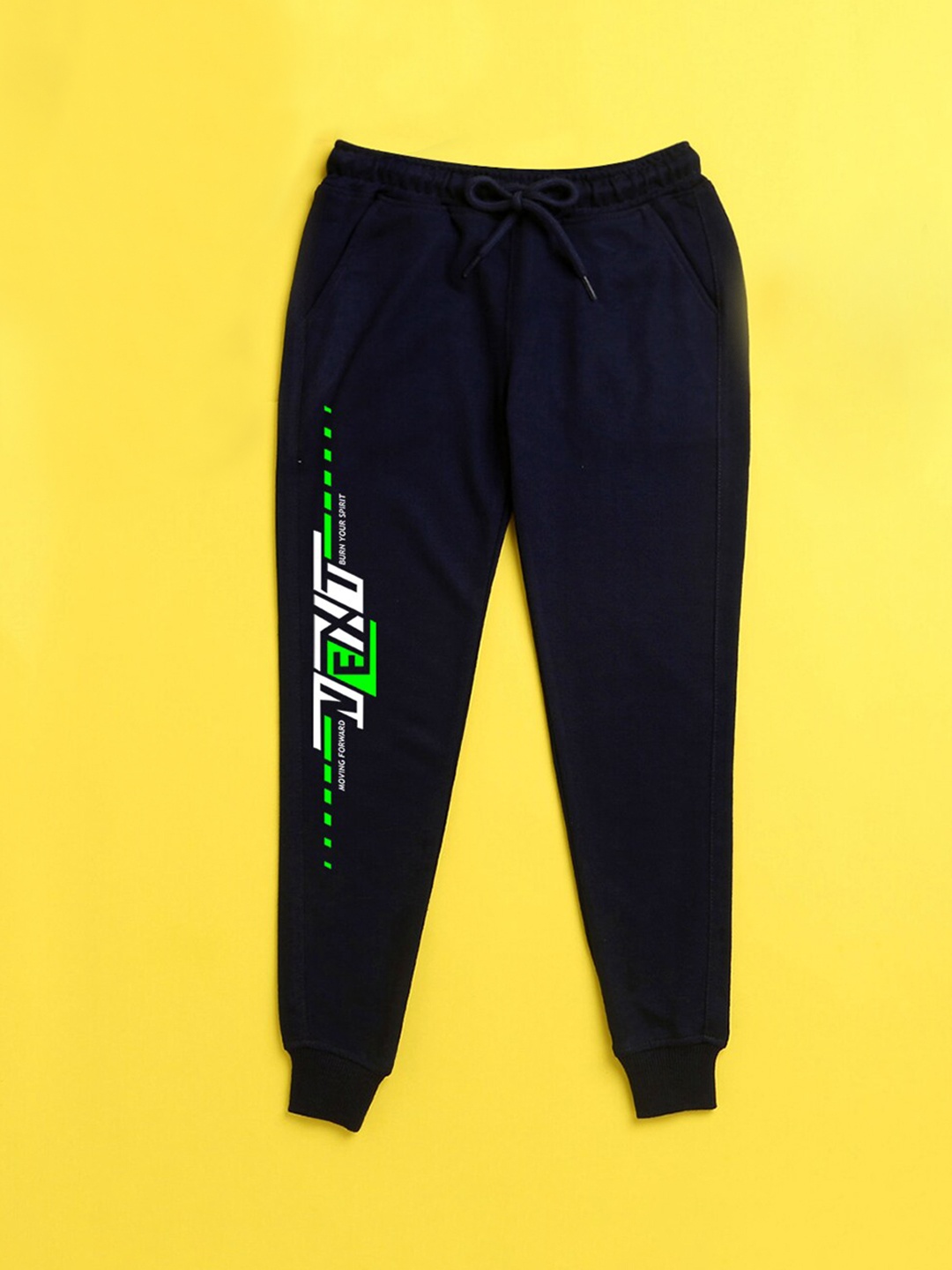 

NUSYL Kids Navy Blue Printed Polyester Regular Fit Joggers