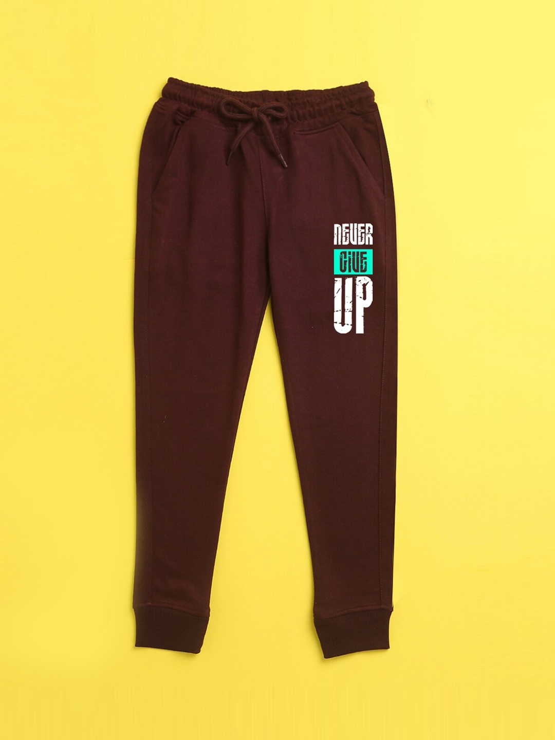 

NUSYL Kids Burgundy Printed Joggers