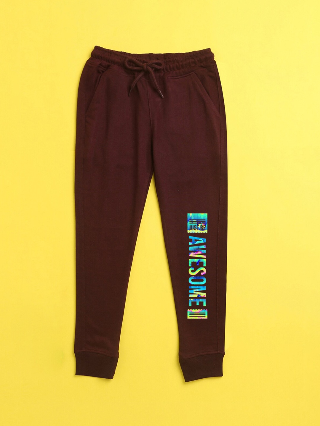

NUSYL Kids Burgundy Printed Joggers