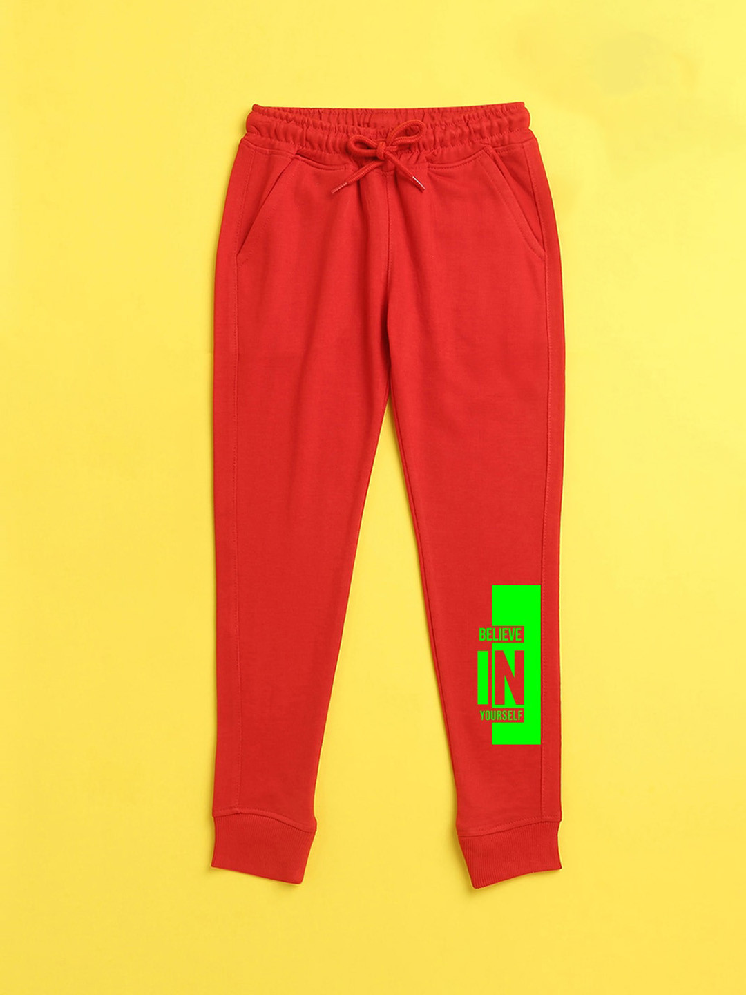 

NUSYL Unisex Kids Printed Joggers, Red