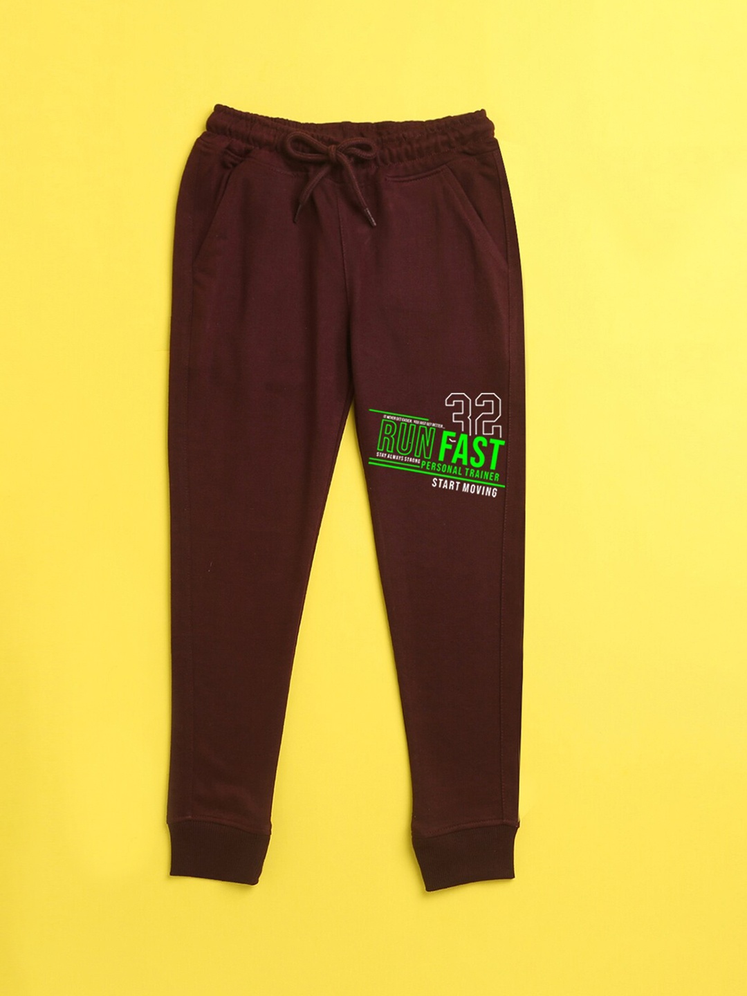 

NUSYL Kids Burgundy Printed Joggers