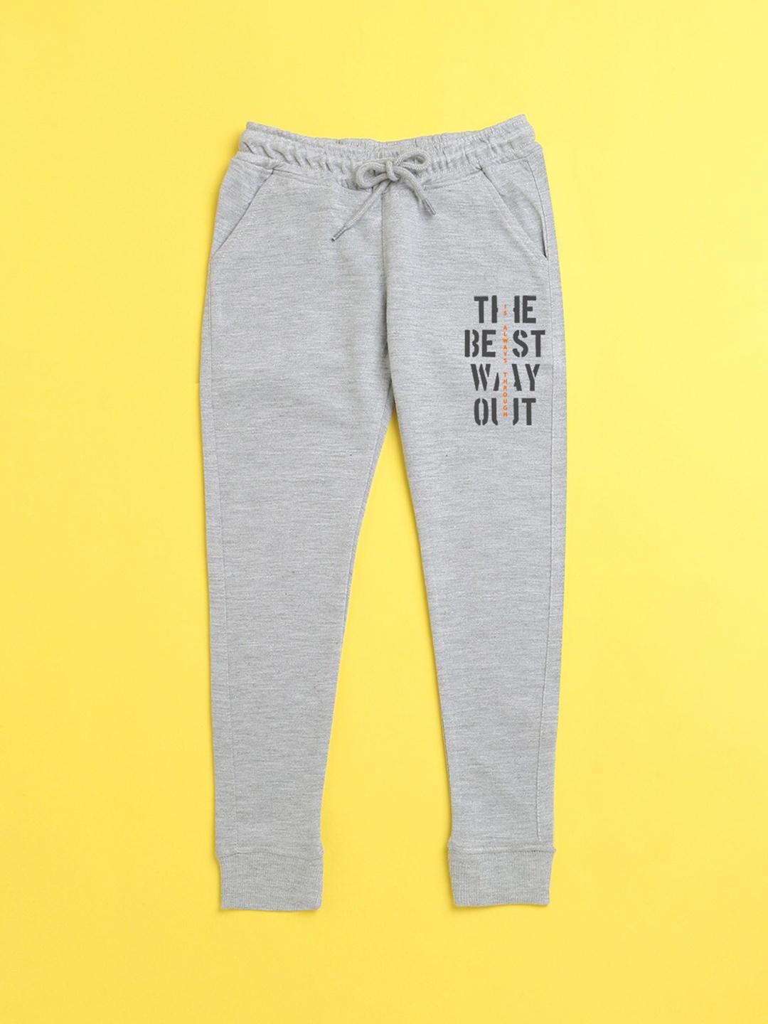 

NUSYL Kids Grey Printed Polyester Regular Fit Joggers