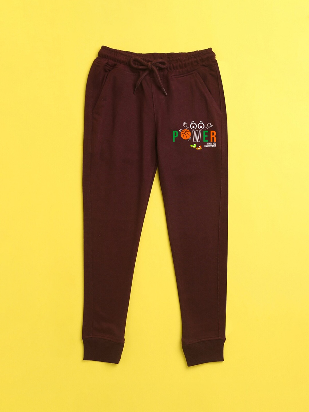 

NUSYL Kids Burgundy Printed Joggers