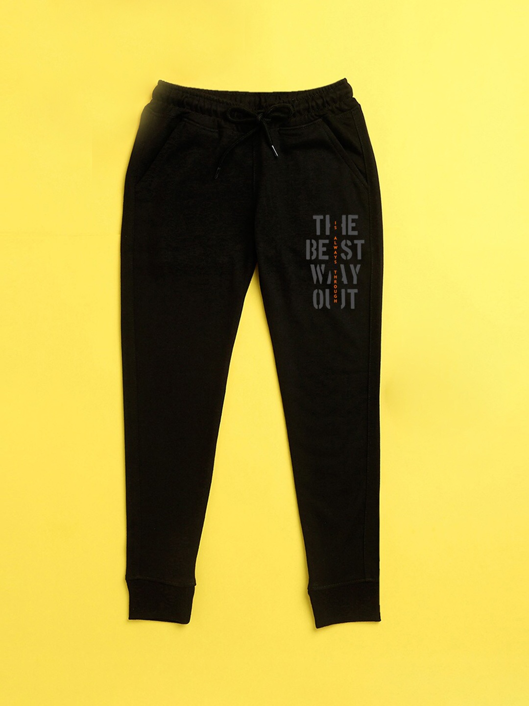 

NUSYL Kids Black Text Printed Joggers