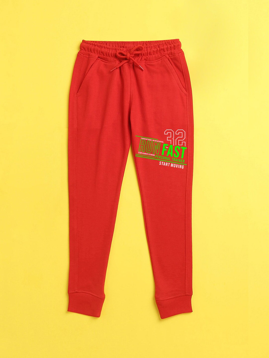 

NUSYL Unisex Kids Red Printed Regular-Fit Joggers