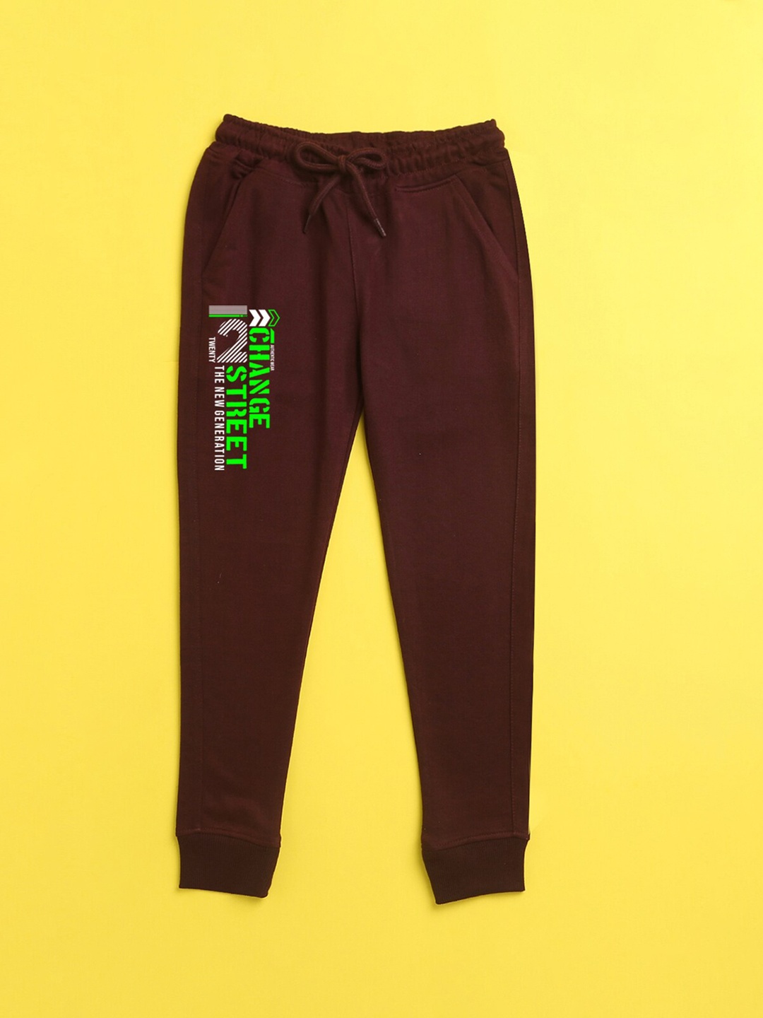 

NUSYL Kids Burgundy Printed Joggers