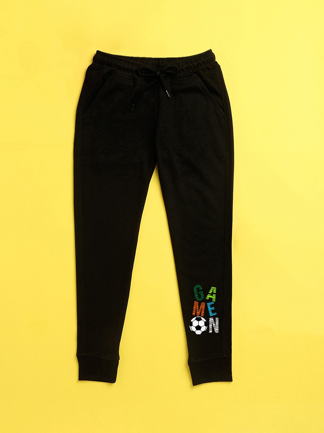 

NUSYL Kids Black text printed Track Pants