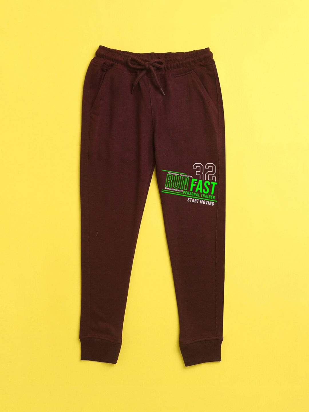 

NUSYL Kids Burgundy Printed Jogger
