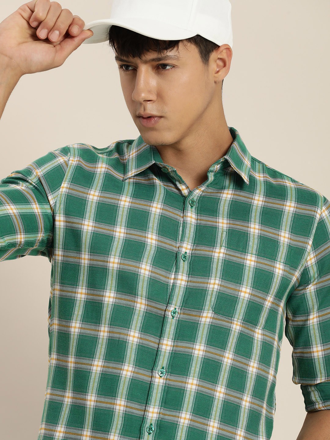 

encore by INVICTUS Men Tartan Checked Casual Shirt, Green