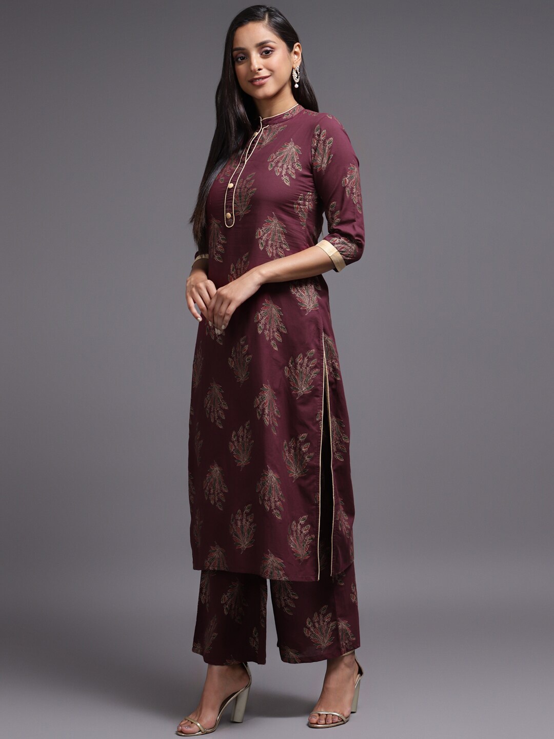 

KALINI Women Maroon Floral Printed Kurta with Palazzos