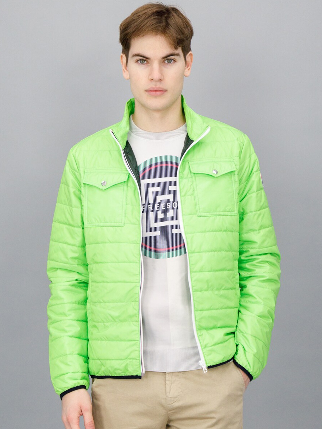 

FREESOUL Men Green Padded Jacket