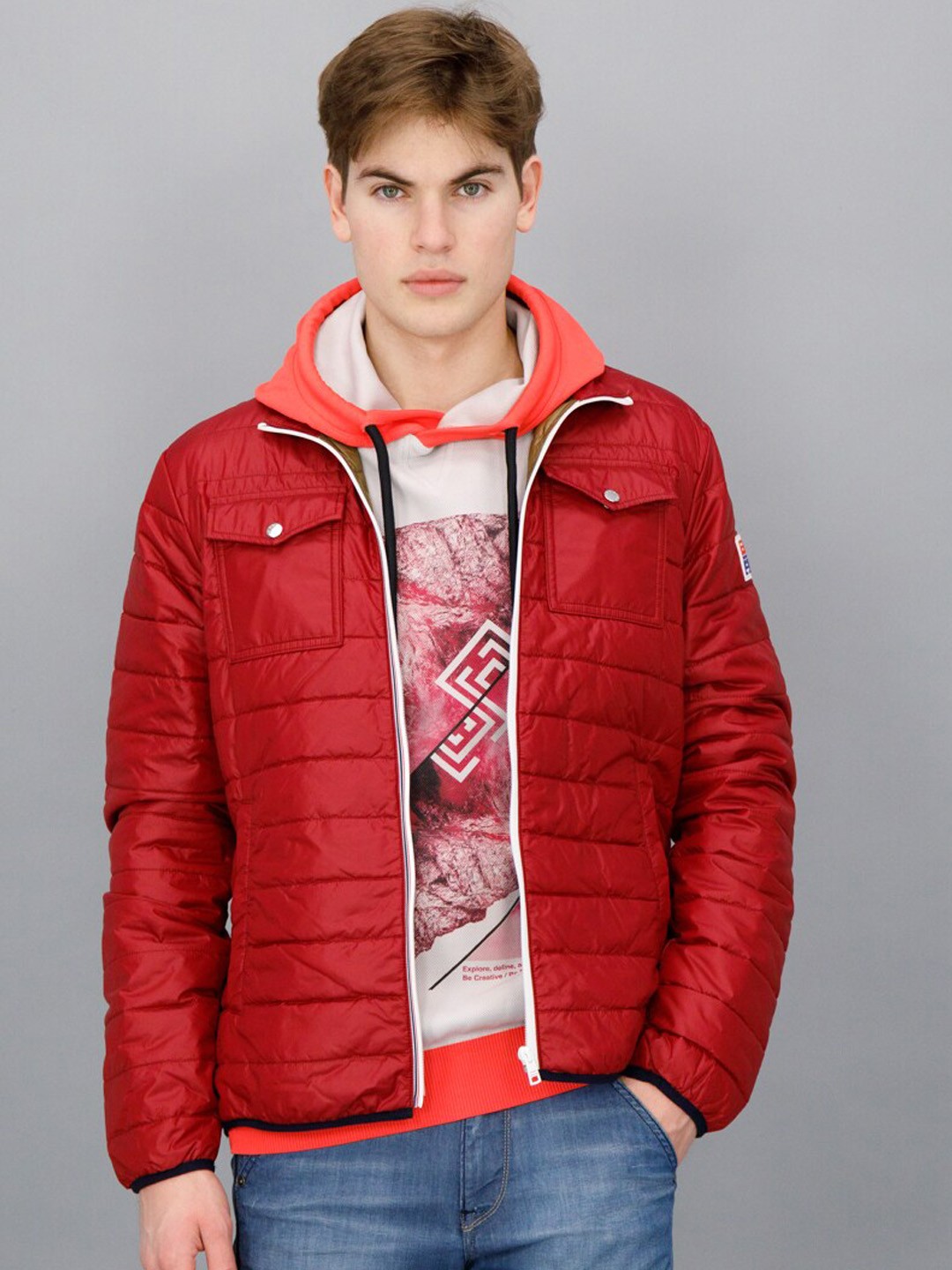 

FREESOUL Men Red Padded Jacket