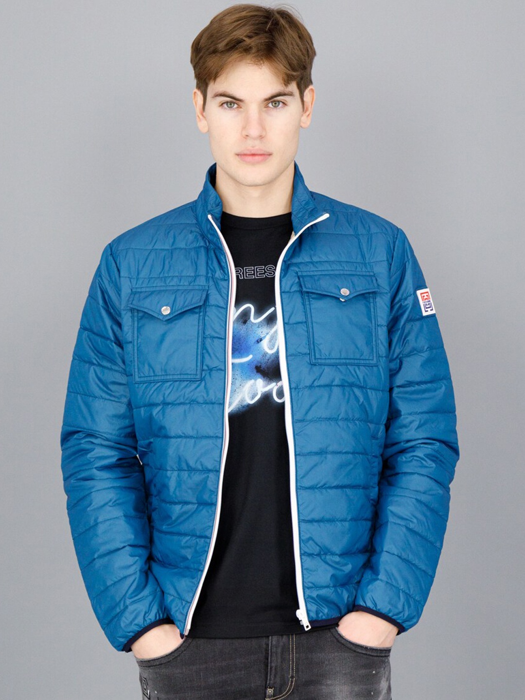 

FREESOUL Men Blue Padded Jacket
