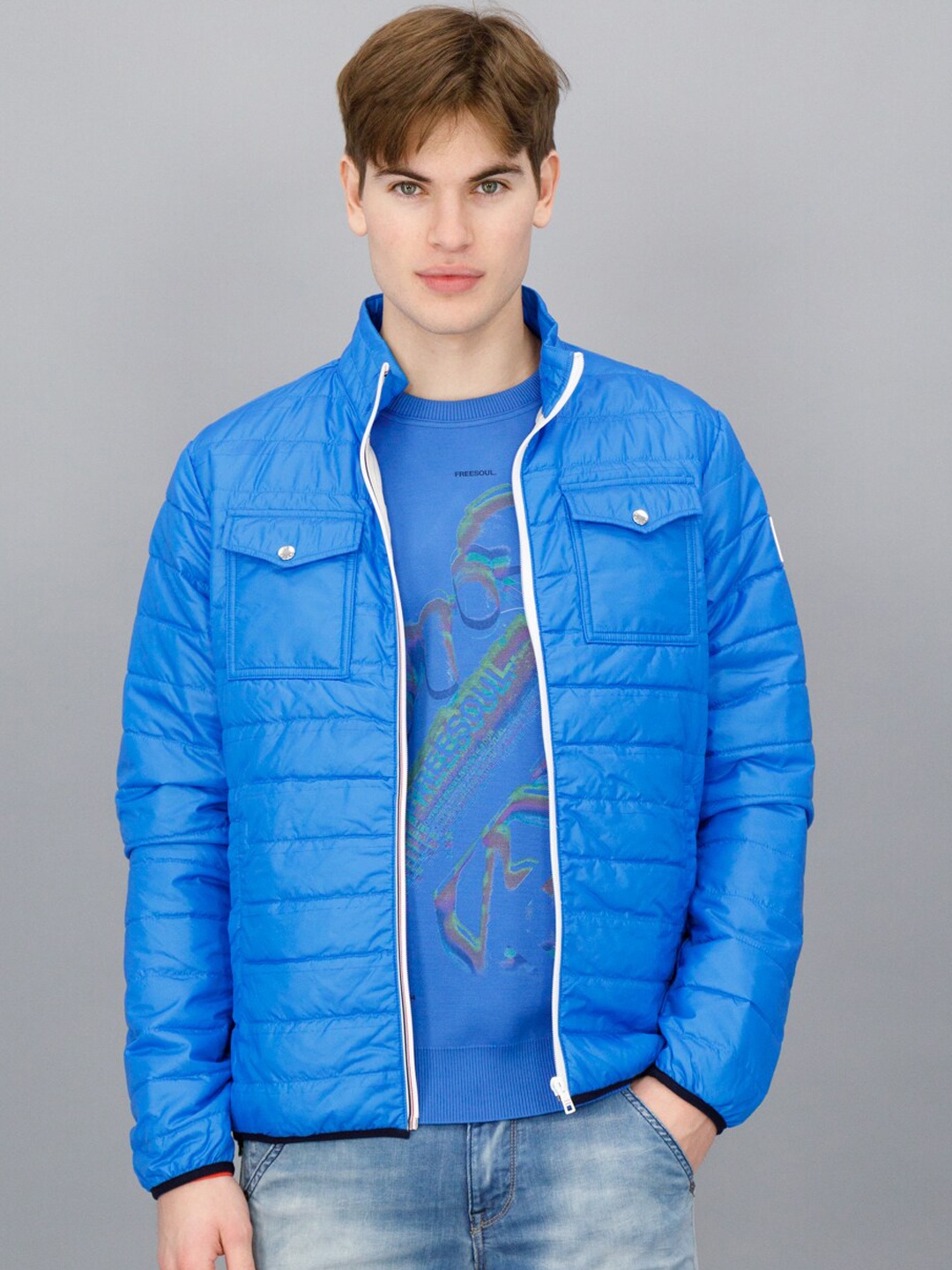 

FREESOUL Men Blue Puffer Jacket